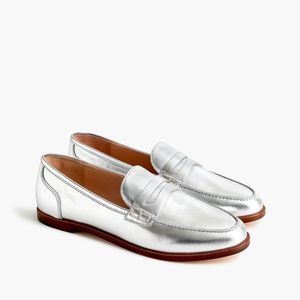J. Crew Ryan Penny Loafers in Silver